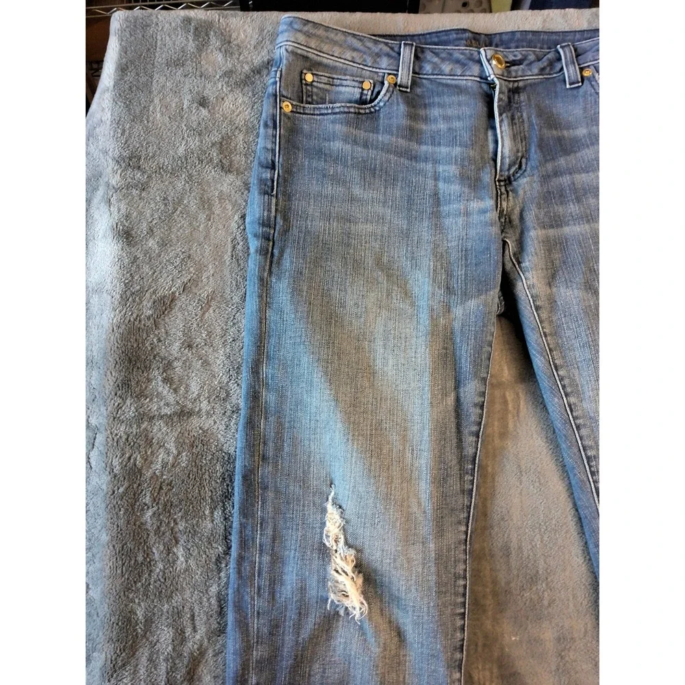 Michael‎ Kors Selma Skinny Jeans Distressed Medium Wash Blue JS69CHC4V6 Size 6